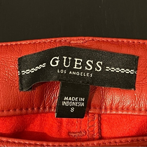 Guess faux leather vegan casual chino pant, red, sz 8, stretchy, NWOT - Picture 10 of 16